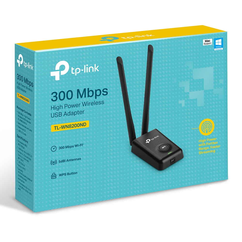 Adaptador USB Inalámbrico de Alta Potencia a 300Mbps - TP-Link TL-WN8200ND