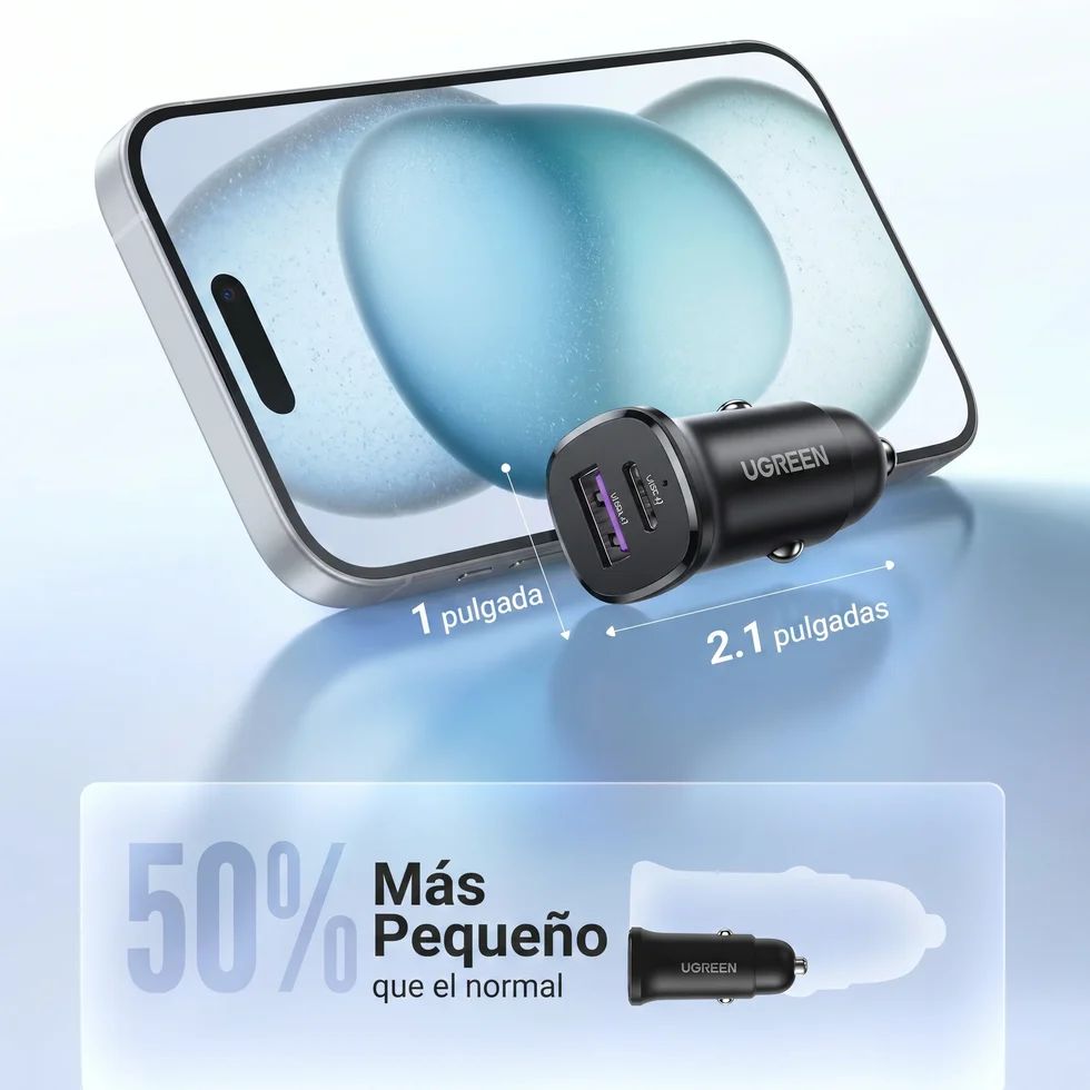 Ugreen Ec305 - Cargador De Auto USB-C Y USB-A 30W