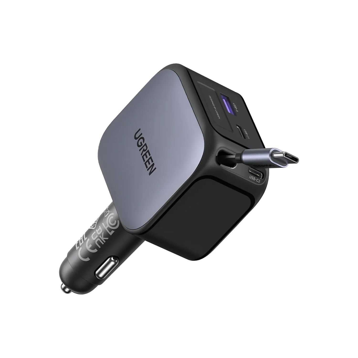 Cargador Ugreen 145W Para Carro Carga Rápida Cable Incluido Negro Ec604-55910B