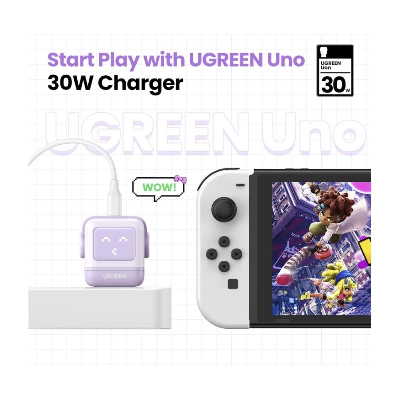 Cargador De Pared USB-C Ugreen Nexode Uno Rg Cd359 (25036) Purpura, Robot GAN, 30W, Carga Rapida