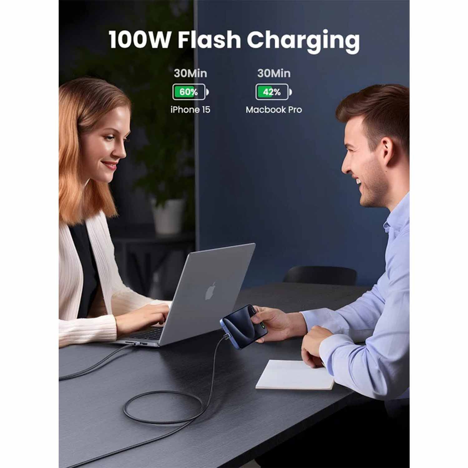 Cable Ugreen De Carga Rápida USB-C A USB-C 100W Space Gray 3M L512 45065