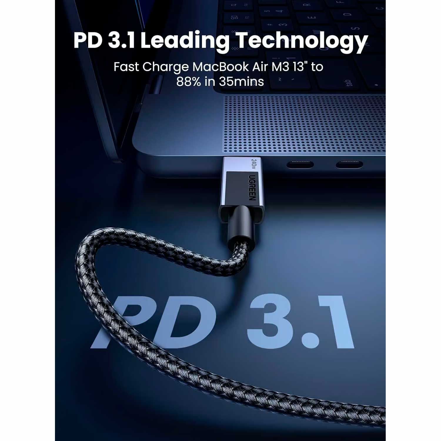 Cable USB-C A USB-C PD Ugreen M/M Carga Rapida 240W 1M L513-45067