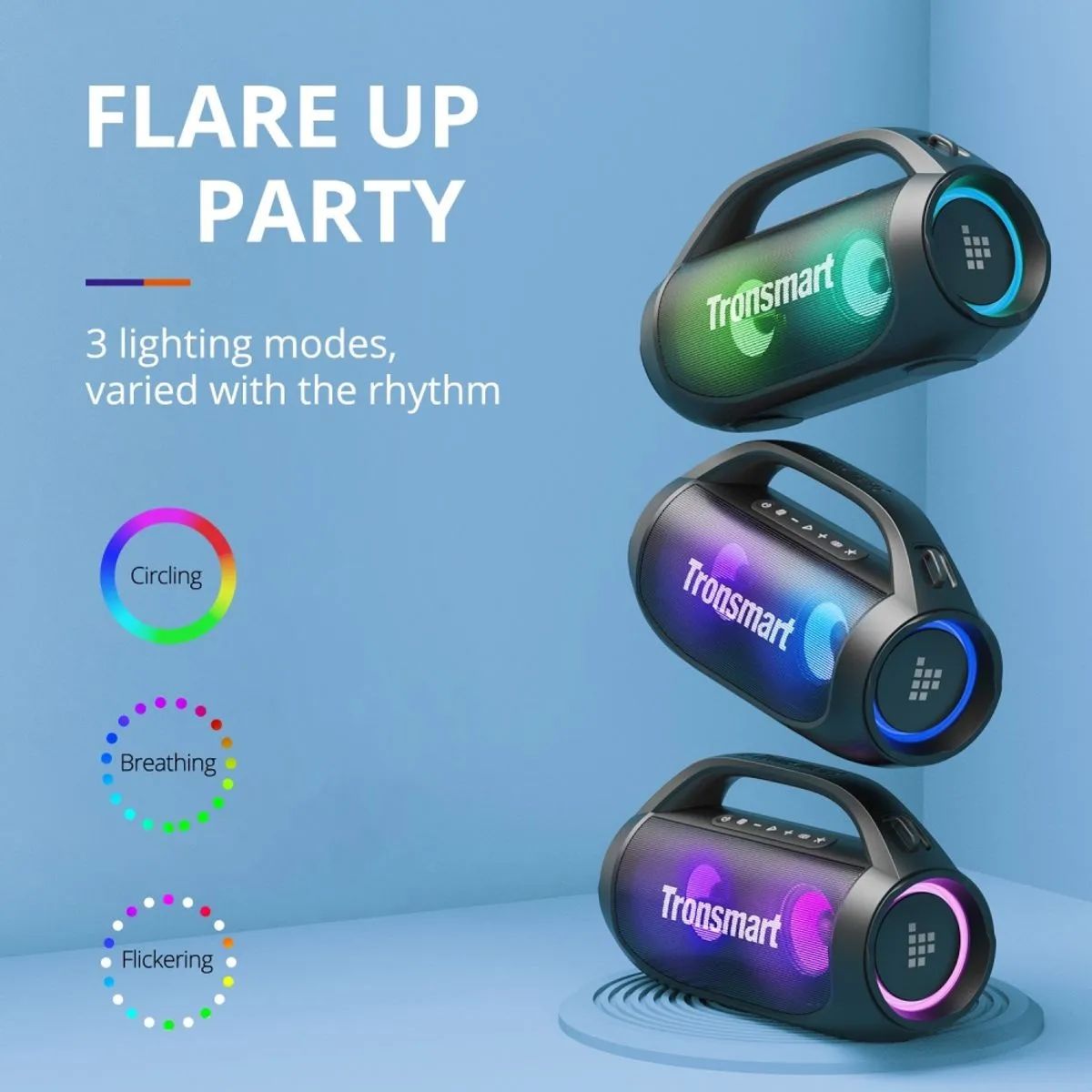 Parlante Bluetooth Tronsmart Bang Se 40W, Resistente Al Agua IPX6, Hasta 24 Horas De Reproducción, 3 Modos De Luz, Negro