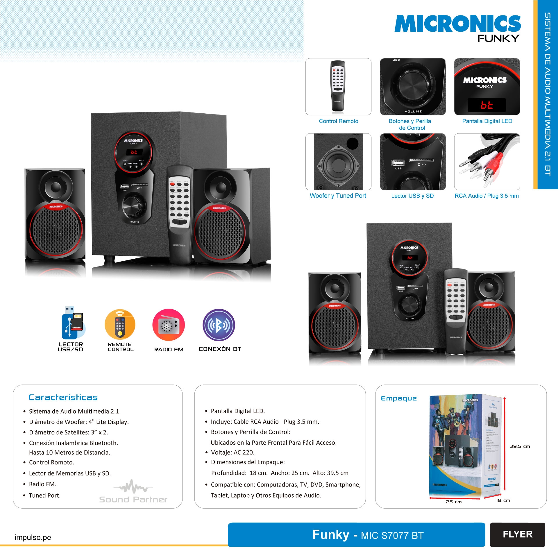 Parlante Micronics Funky MIC S7077BT