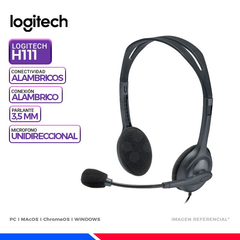Logit Audifono C/Microf. Logitech H111 Silver (981-00061