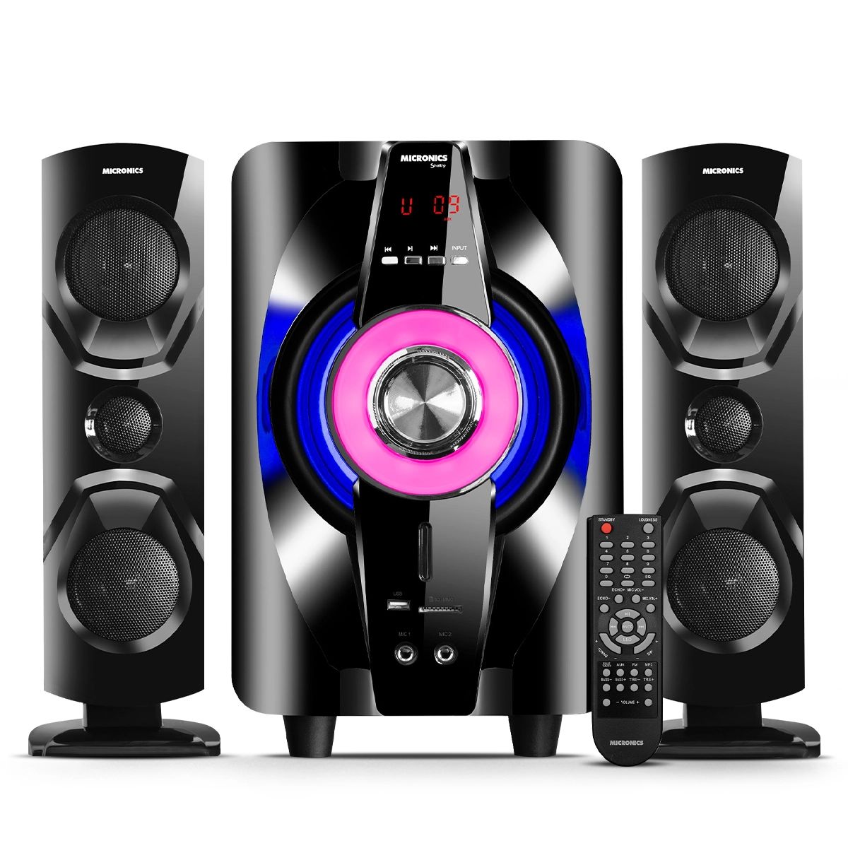 Shelby MIC S7011Bt Sistema De Audio Ritmic LED Ktv FM Sd+Usb Rms:200W Micro