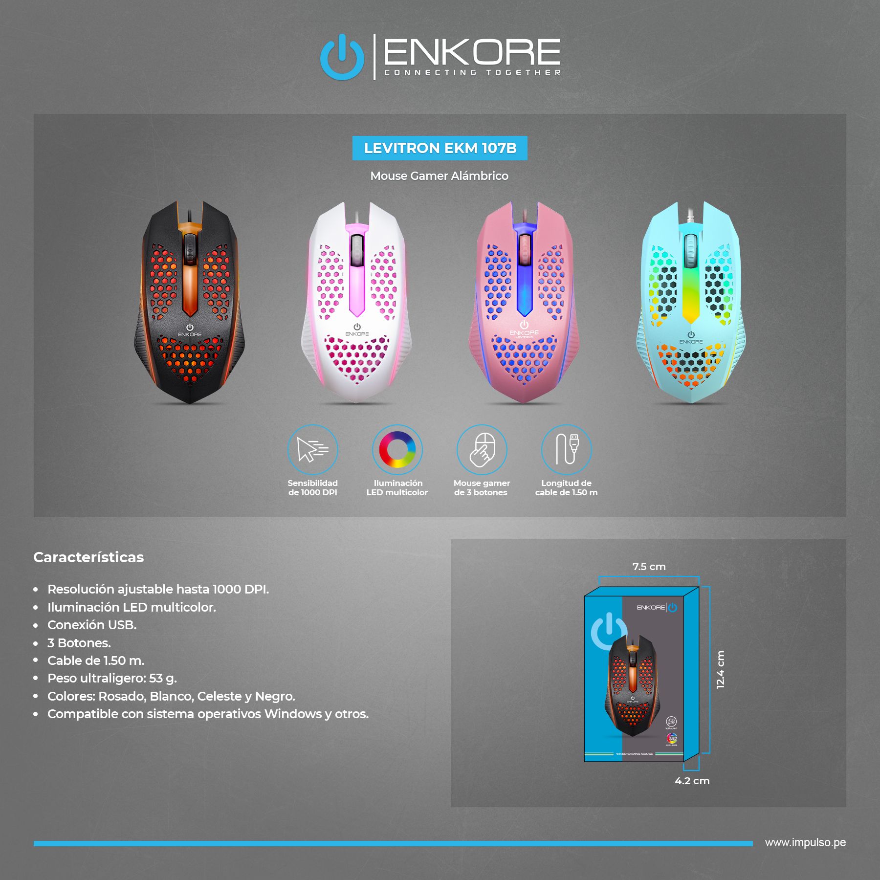 Levitron Pink Ekm107 Mouse USB Enkore