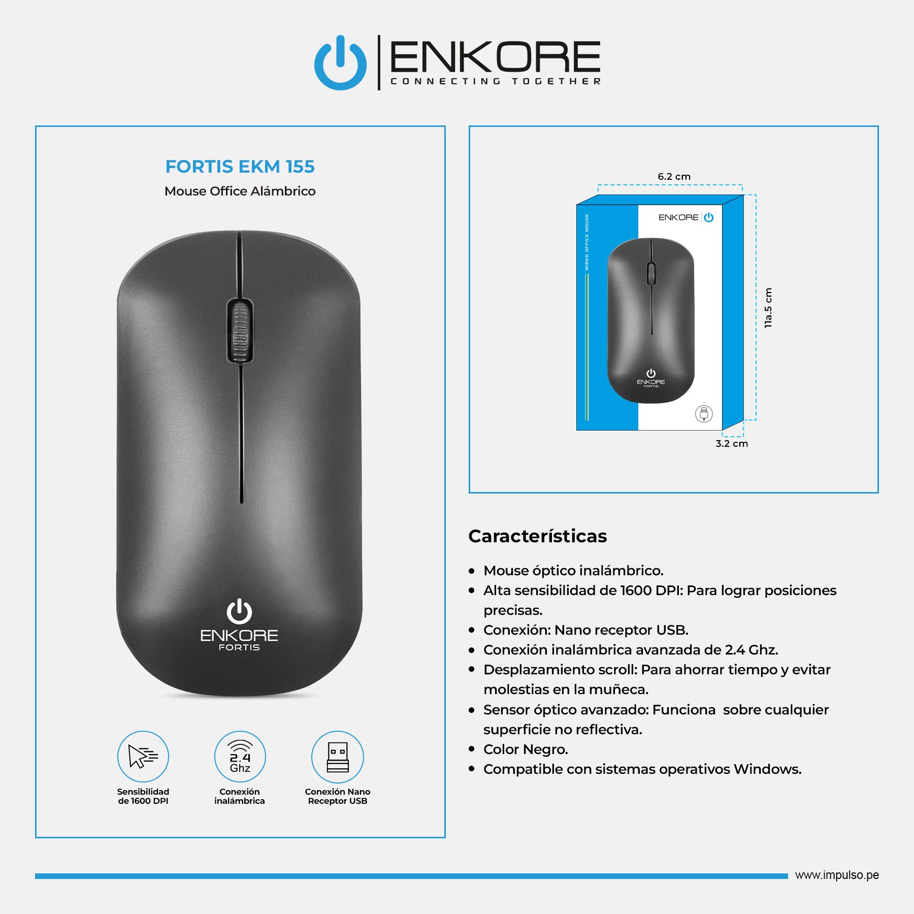 Fortis Ekm155 Mouse WIFI Enkore