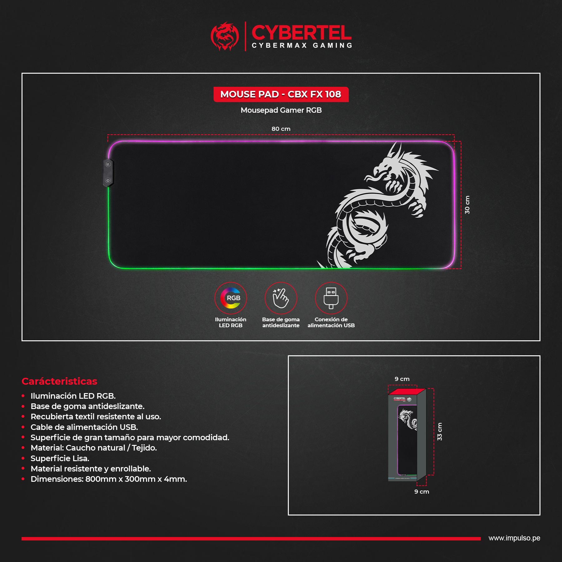 Pad Mouse Cbx Fx108 RGB Cybermax