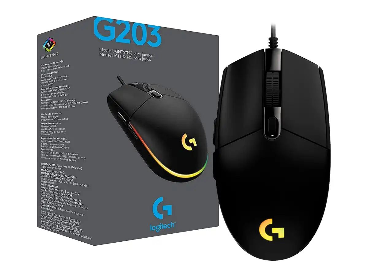 Mouse Logitech G203 Lightsync Optical 8000 DPI RGB Black (910-00