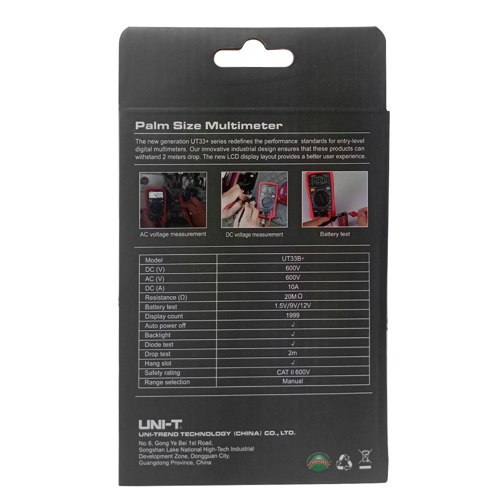 Multímetro Digital UNI-T UT-33B+ (Con Probador de Baterías)