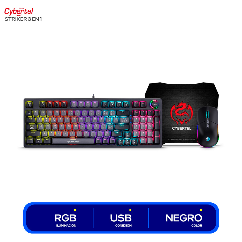 Combo Cybertel Striker 3 En 1 Teclado Mouse Pad Mouse CBX GT1802