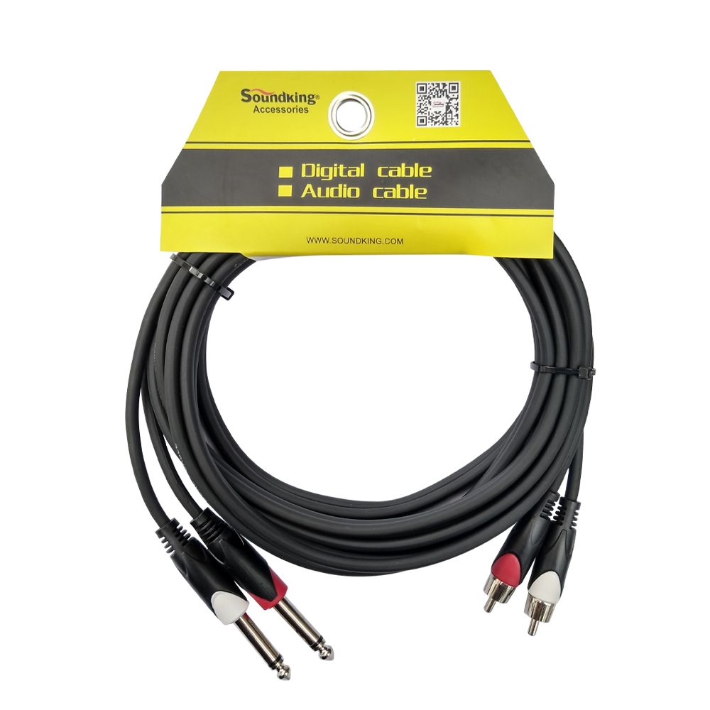 Cable 2 Plug RCA A 2 Plug Monoral 6.35MM 6M Soundking BJJ208/6M