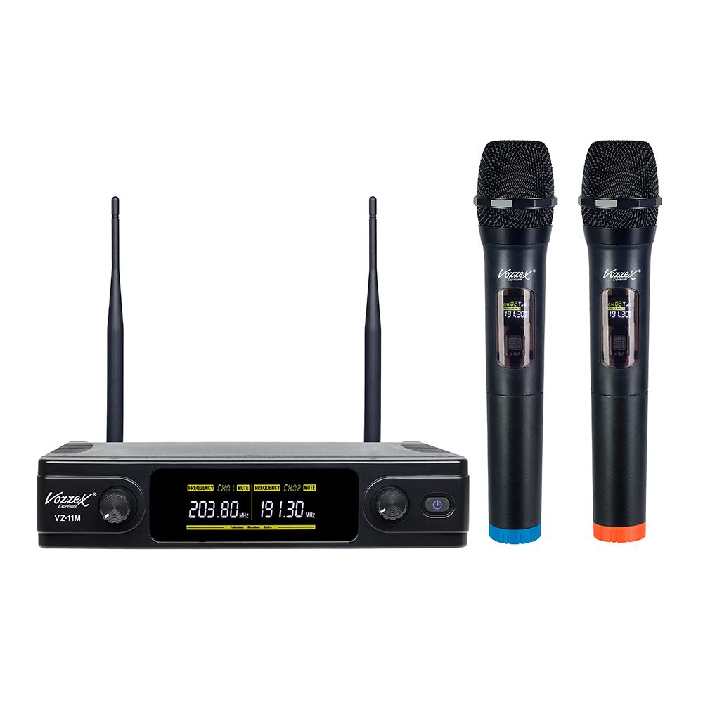 Microfono Inalambrico Dual Manual VHF C/Salida Balanceada Vozzex VZ-11M+