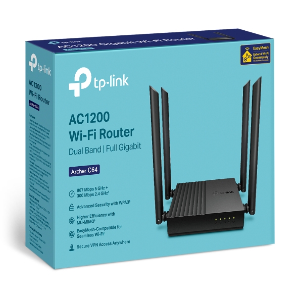 Router WiFi inalámbrico AC1200 MU-MIMO - TP-Link Archer C64