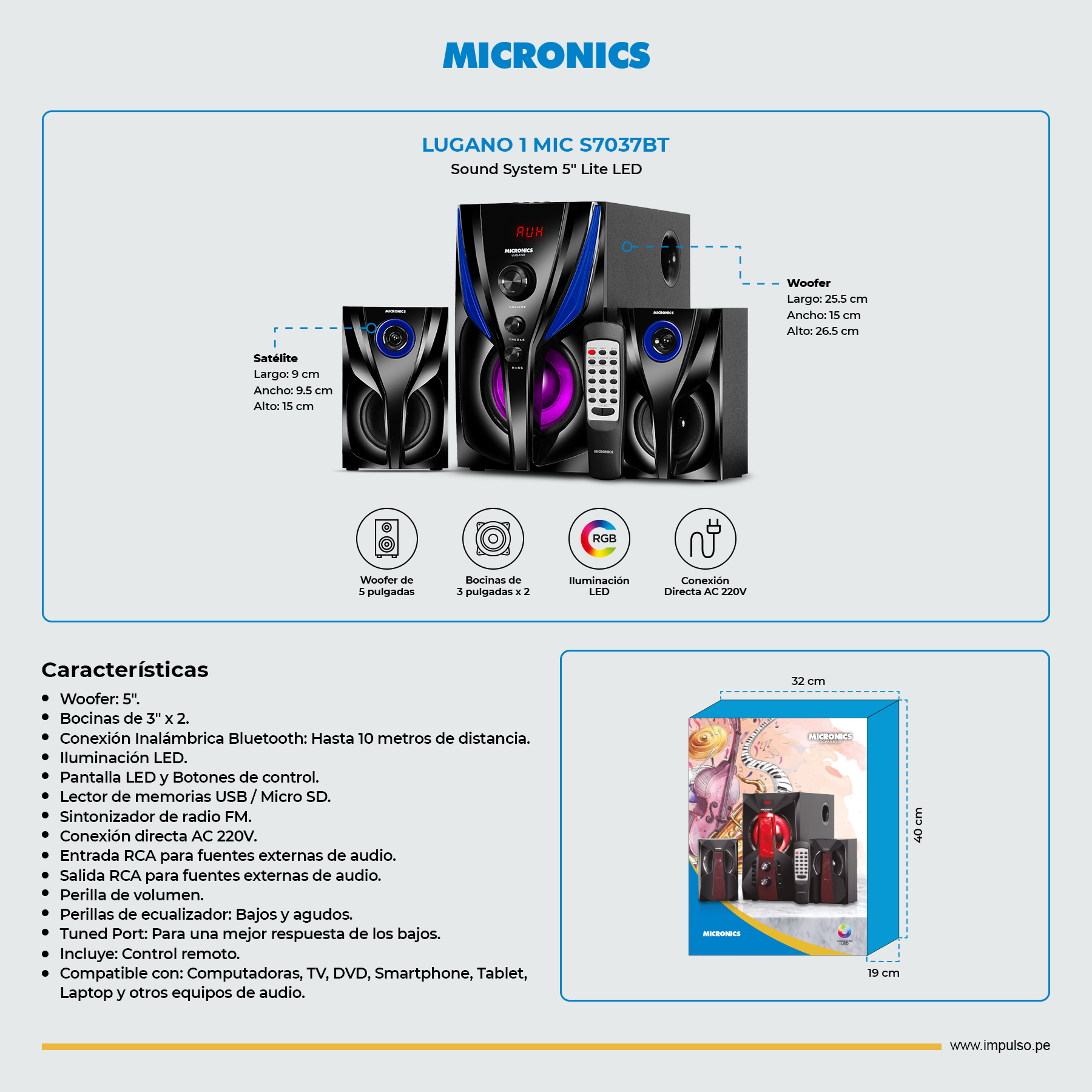 Parlante 5" Micronics Lugano 1 MIC S7037BT