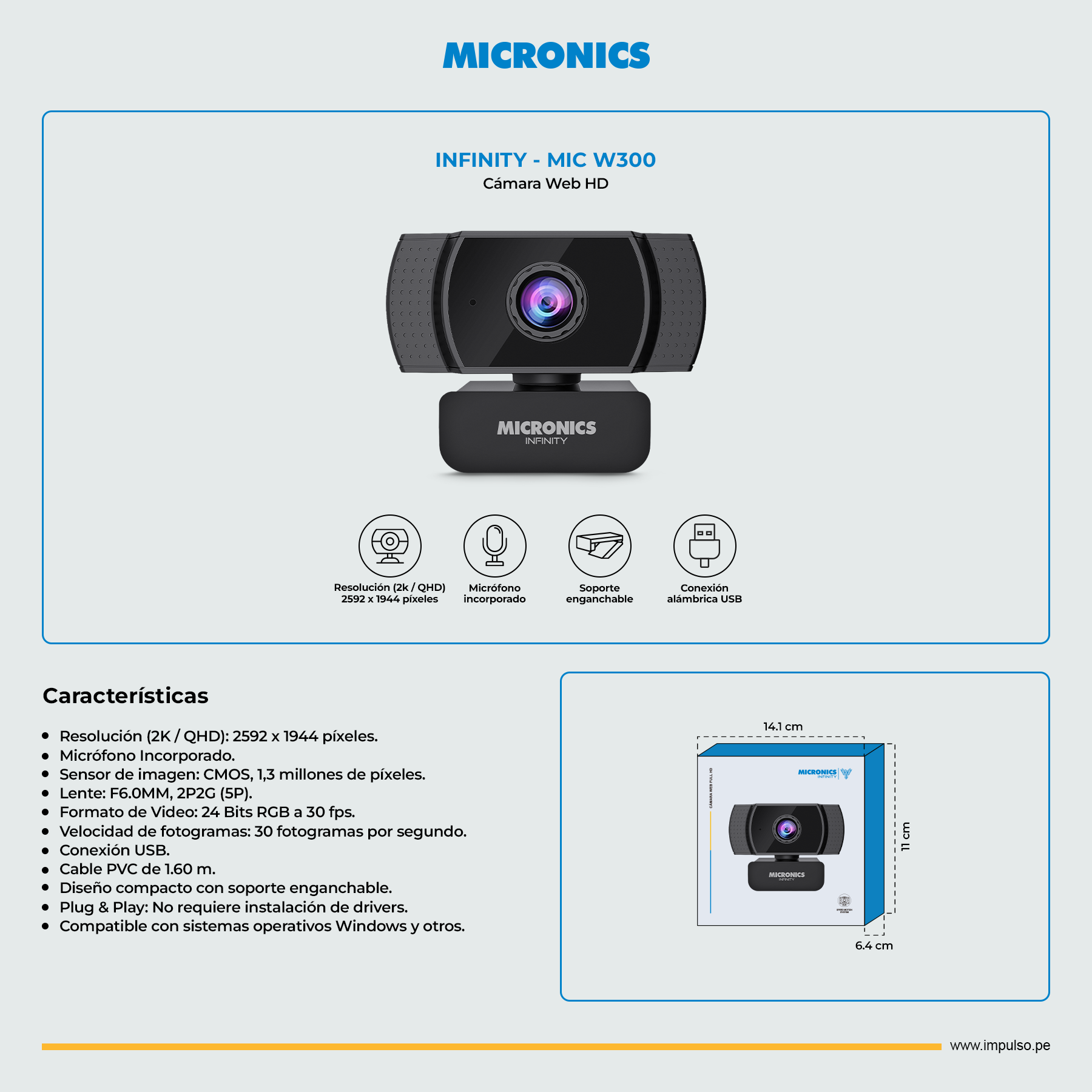 Camara Web 2k HD Infinity - MIC W300
