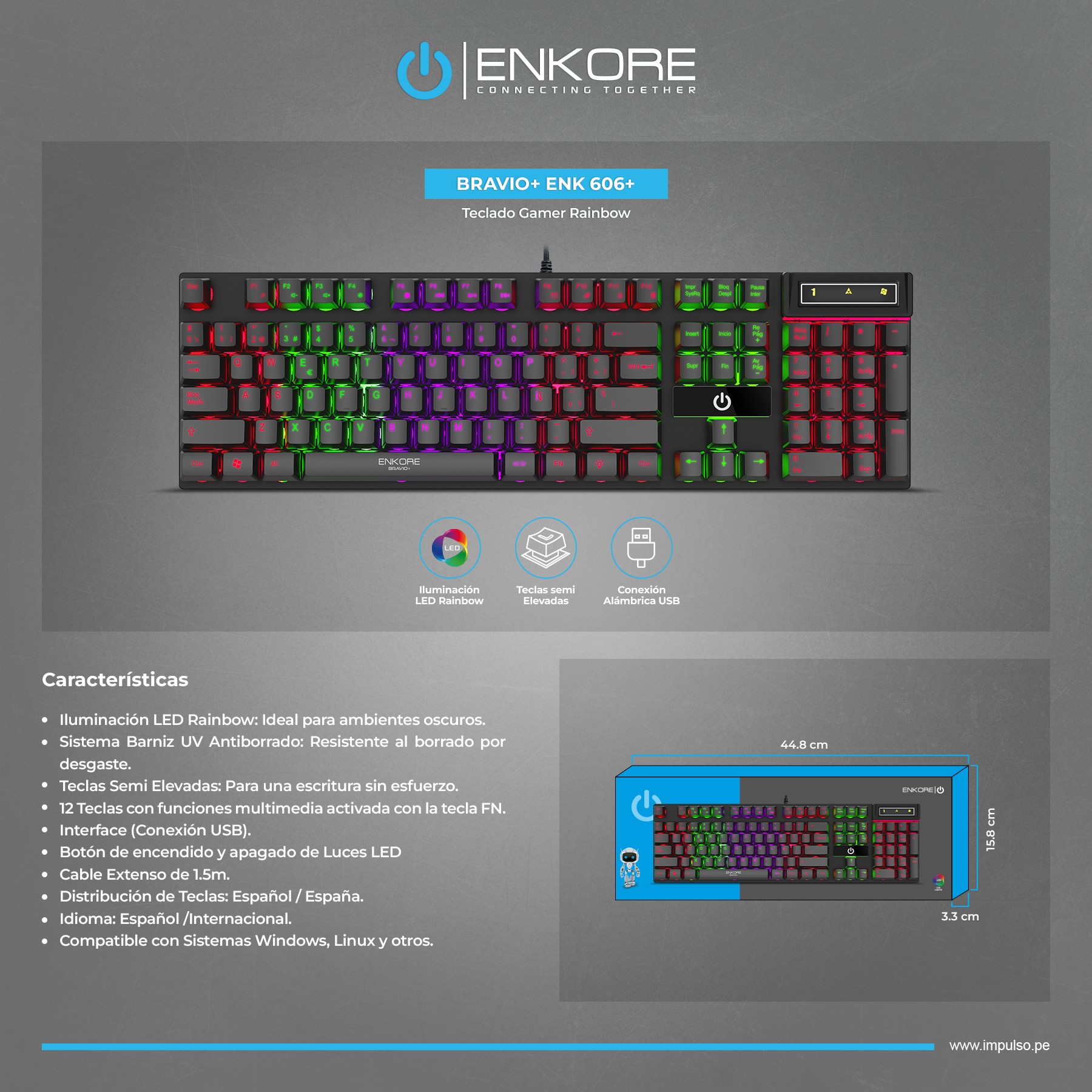 Teclado Gamer Rainbow ENK 606+