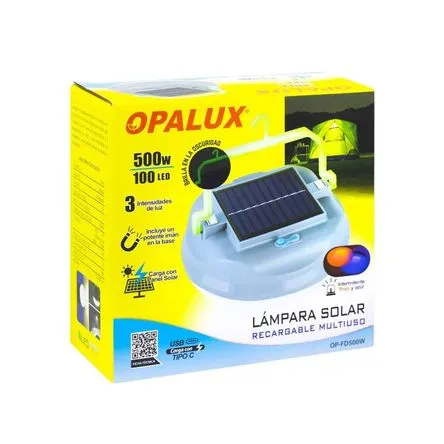 Lampara portatil recargable 500W solar OP-FD500W