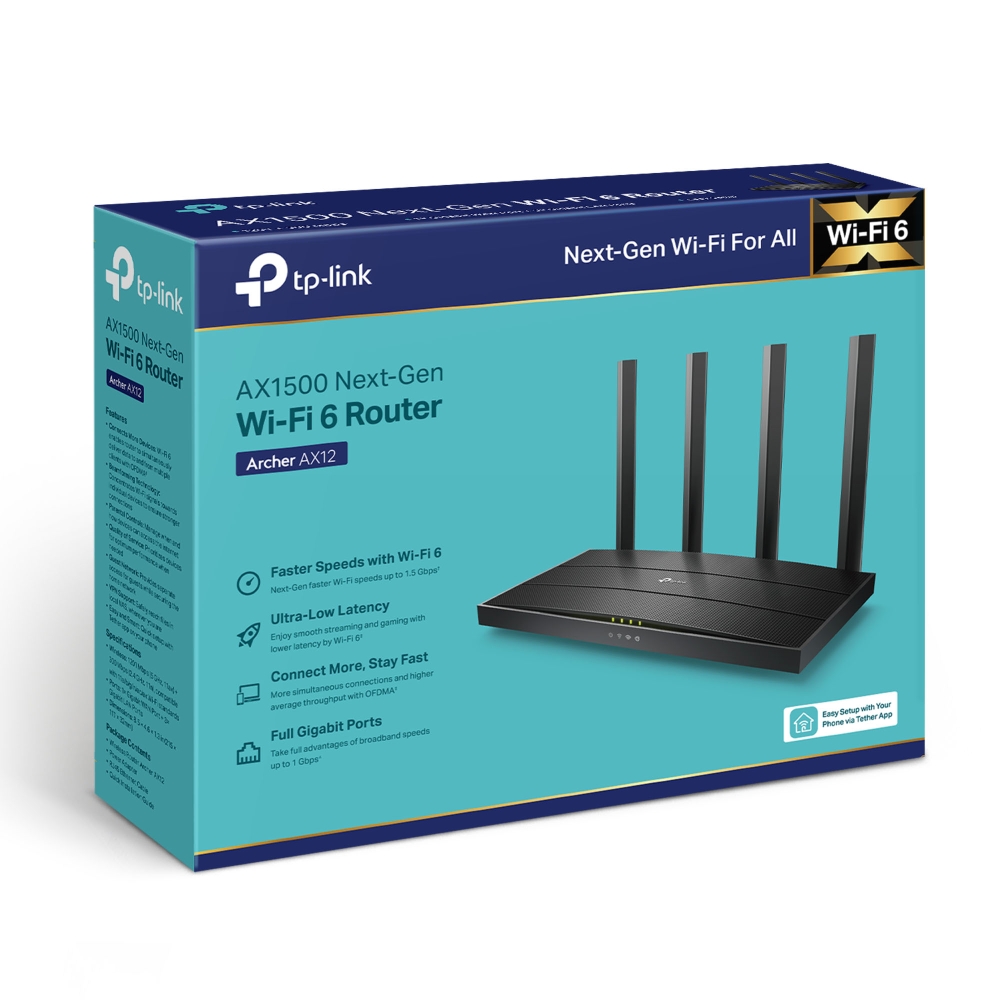 Router Wi-Fi 6 AX1500 - TP-Link Archer AX12