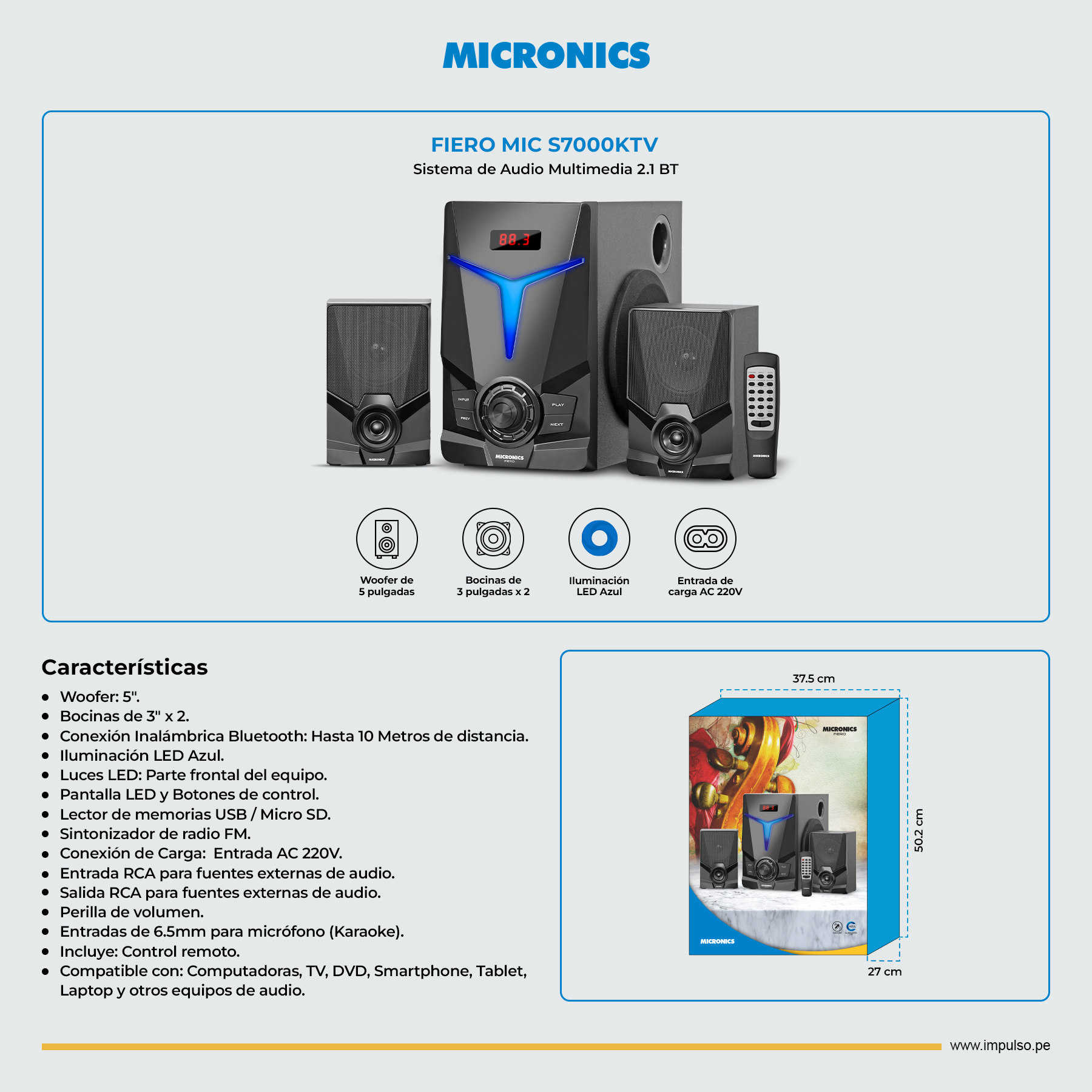 Parlante Karoke Micronics Fiero MIC S7000KTV