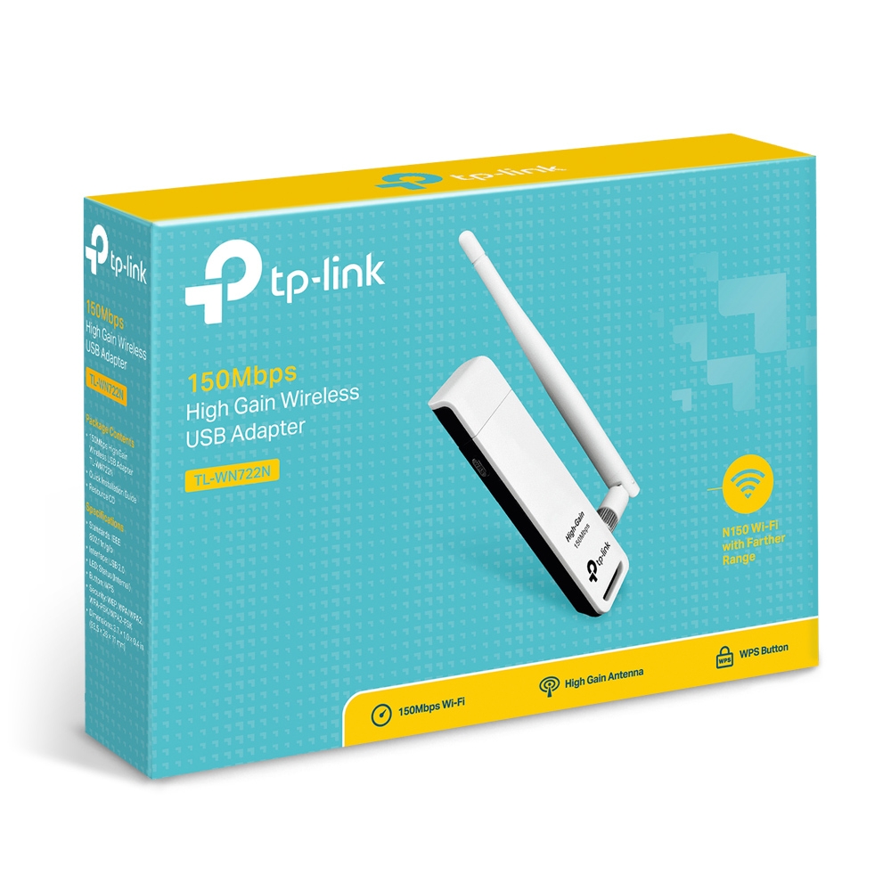 Adaptador USB Inalámbrico de Alta Sensibilidad a 150 Mbps - TP-Link TL-WN722N