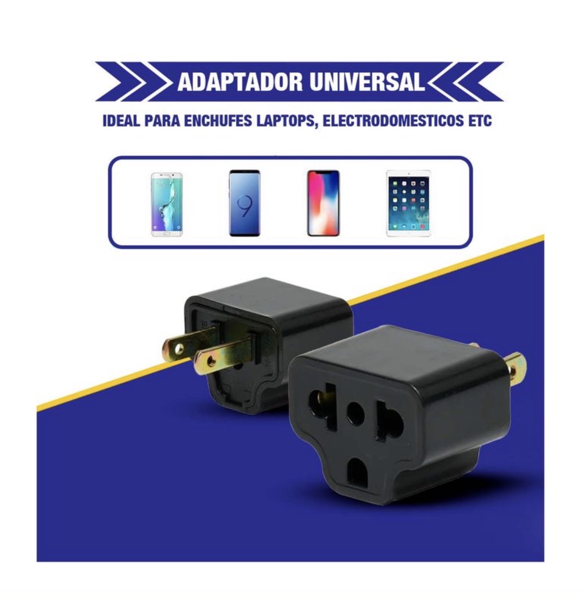 Adaptador de enchufe universal con tierra a Plano