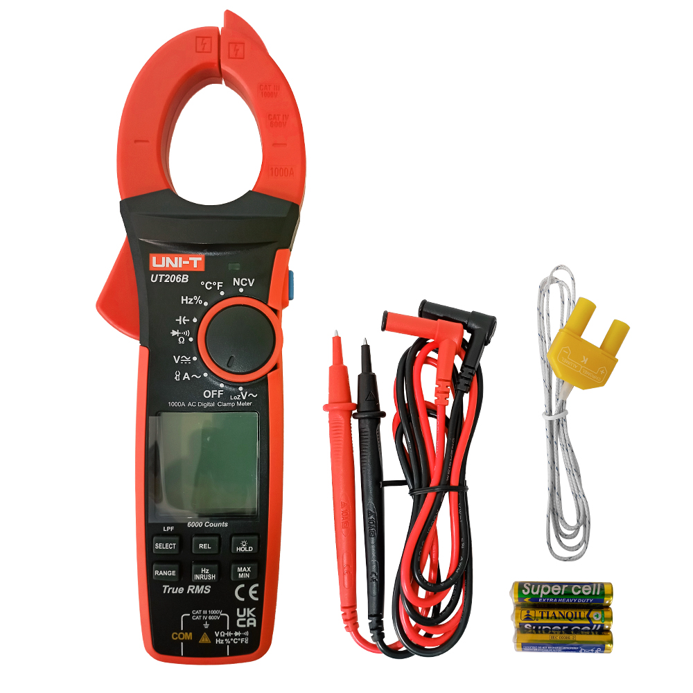 Pinza Amperimétrica Profesional UNI-T UT-206B (1000A AC)