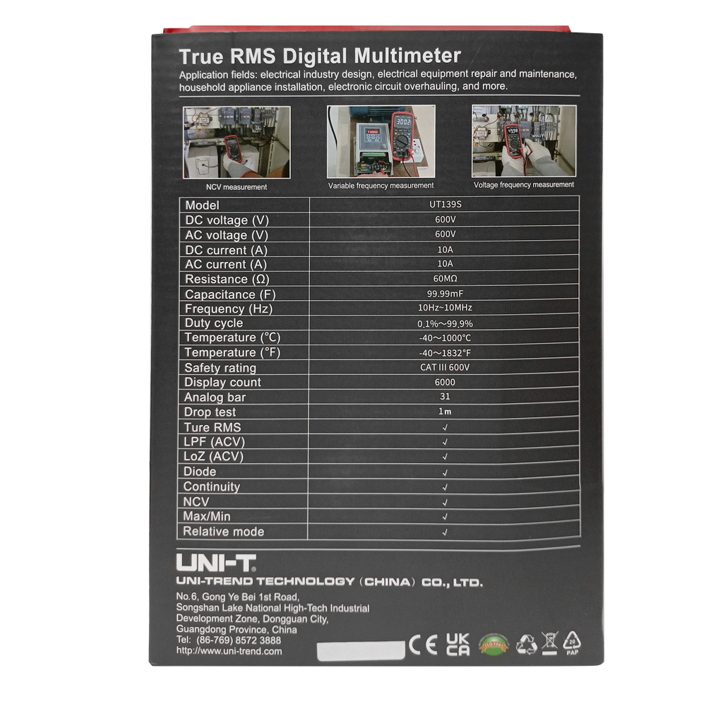 Multímetro Digital Profesional UNI-T UT-139S (True RMS con LoZ y LPF)