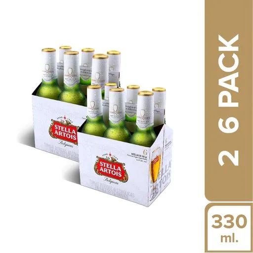 Dos Six pack Stella Artois 330 ml
