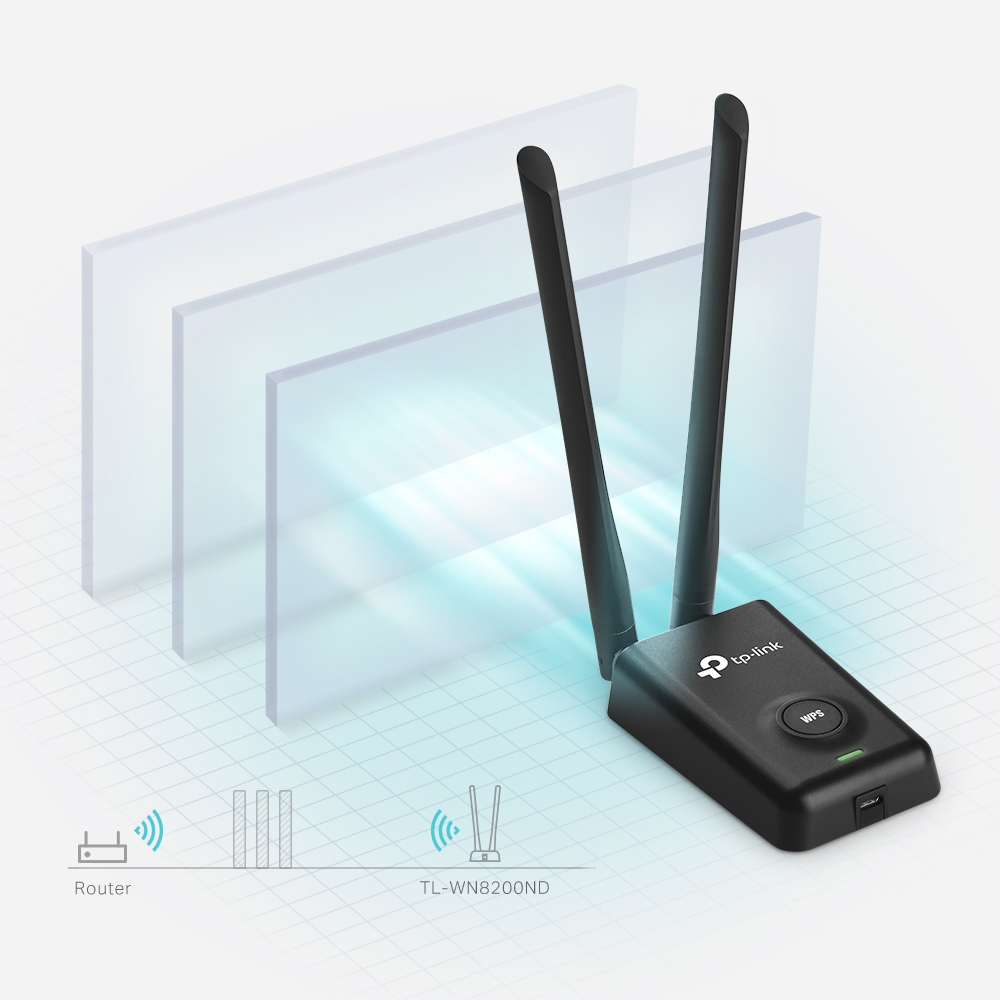 Adaptador USB Inalámbrico de Alta Potencia a 300Mbps - TP-Link TL-WN8200ND