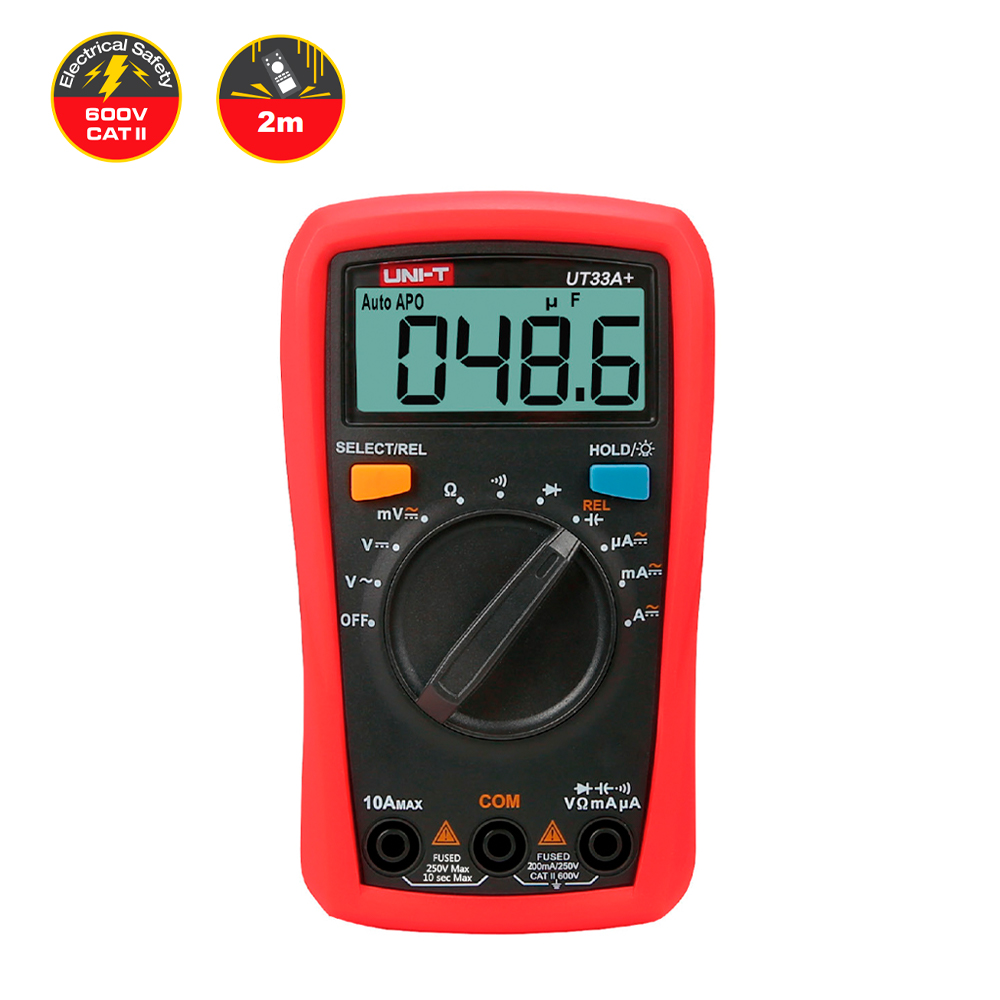 Multímetro Digital UNI-T UT-33A+ (Auto Rango y Resistente a Caídas)