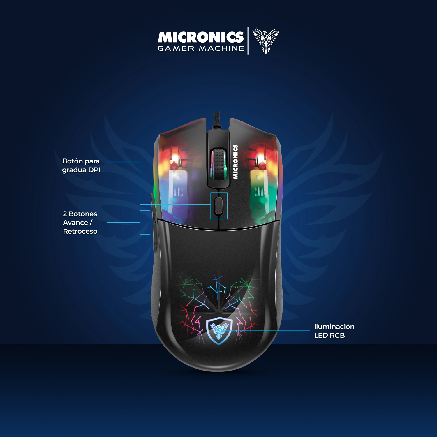 2 En 1 - Teclado + Mouse Neon - MIC GT1000