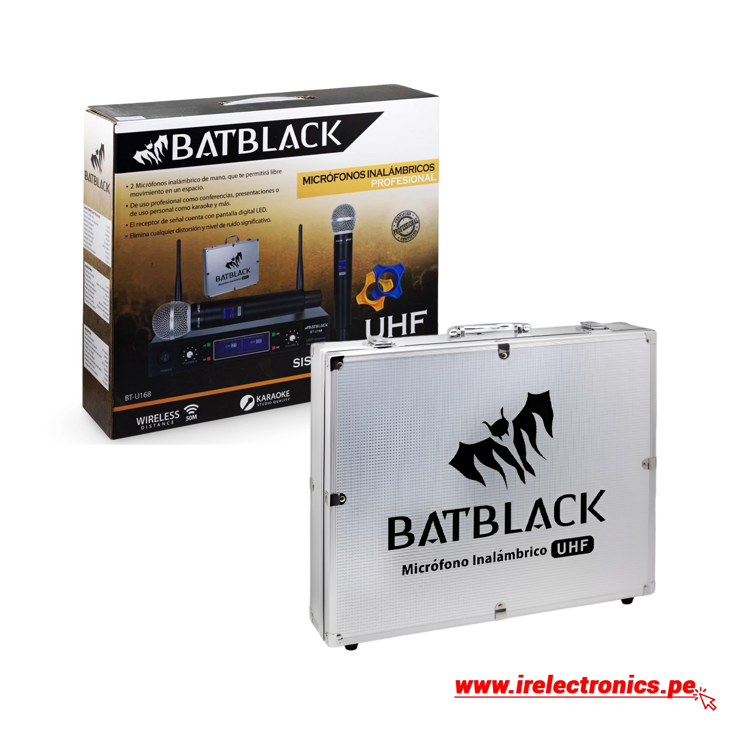 Micrófono Inalámbrico Doble UHF Batblack BT-U168